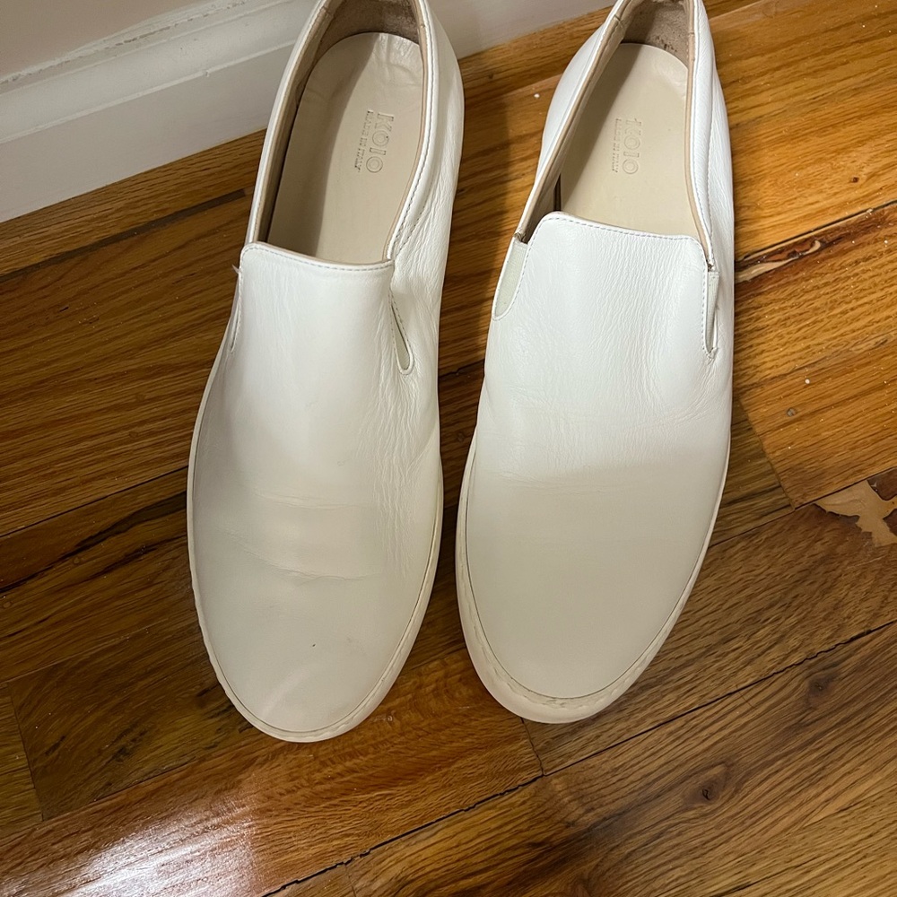 White Slip-On Leather Shoes
